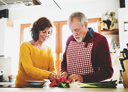 Couple cooking together