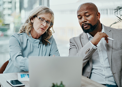 Financial planner working with client